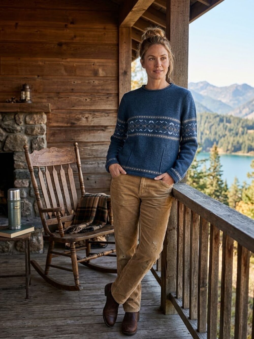 Eddie Bauer 100% Lambswool Fair Isle Sweater in Blue